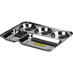 5 Compartment Stainless Steel Serving Tray 34x24cm