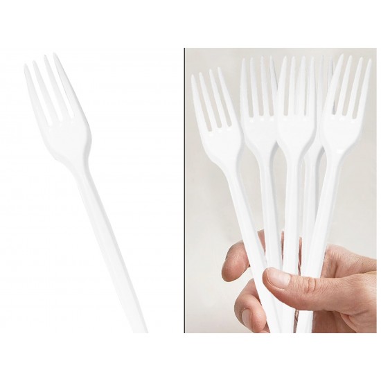 White Reusable Plastic Forks 100pk