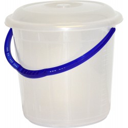 Plastic Bucket Storage Bucket Bin 15L Litres with Lid Handle Clear for Home Garden Rubbish Waste Container Tub