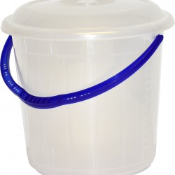 Plastic Bucket Storage Bucket Bin 15L Litres with Lid Handle Clear for Home Garden Rubbish Waste Container Tub