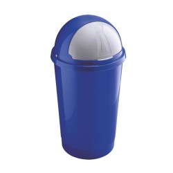 50L Bullet Bin Kitchen Waste Rubbish Bin Plastic Roller Bullet Top Lid Garbage Dustbin Blue