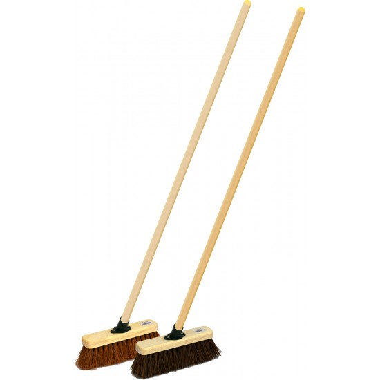 Twin Pack Wooden Sweeping Brooms Bassine Stiff Outdoor and Soft Coco Brush with Wooden Handles 10