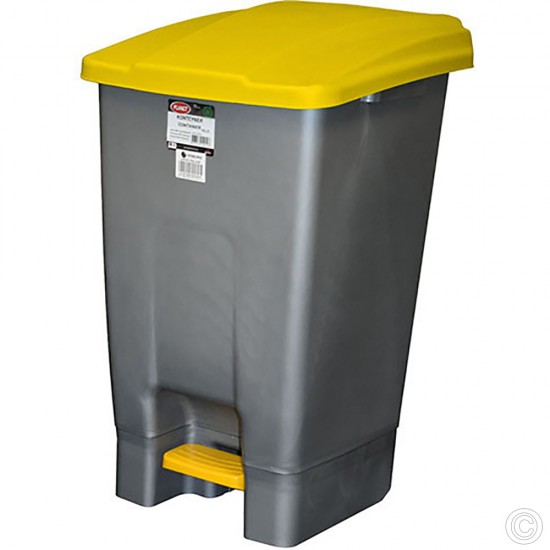 Wheelie Bin Yellow Lid 70L Litre Large Waste Rubbish Recycling Pedal Bin with Colour Lid Yellow image