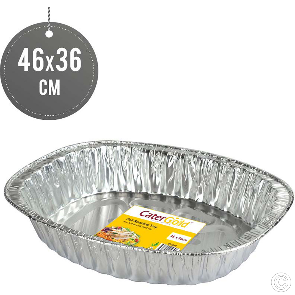 Large Oval Disposable Aluminium Foil Trays Size 46x36cm Containers For ...